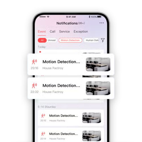 Notificaciones de alarma en aplicación móvil de seguridad